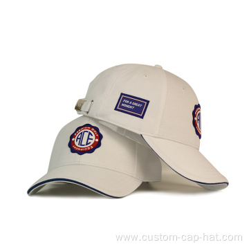 White Rubber Patch Cotton Baseball Cap